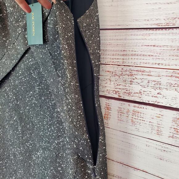 Zac Posen Gray Praire Wind/Black Tweed Sleeveless Pleated Whimsy Sheath Dress 12 - Picture 7 of 12